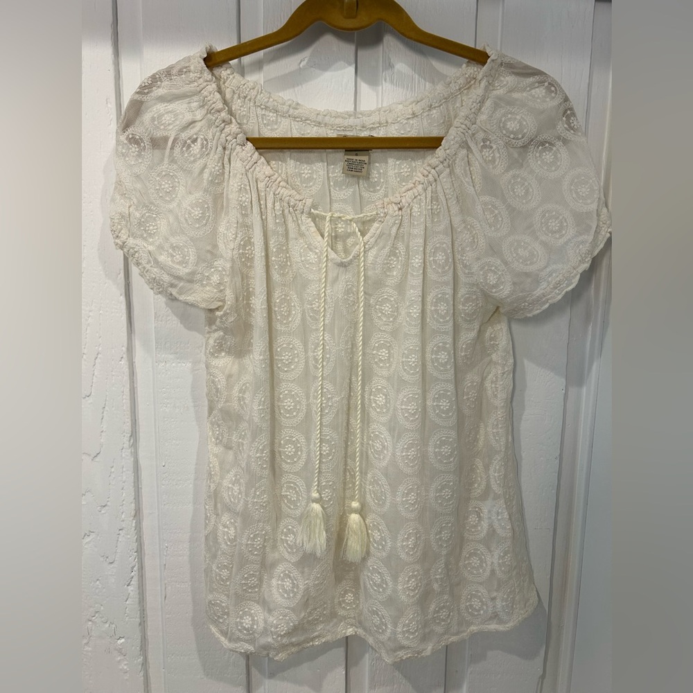 Lucky Brand Cream Lace Blouse